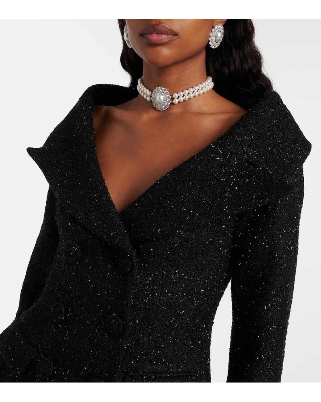 Self-Portrait Black Boucle Minidress