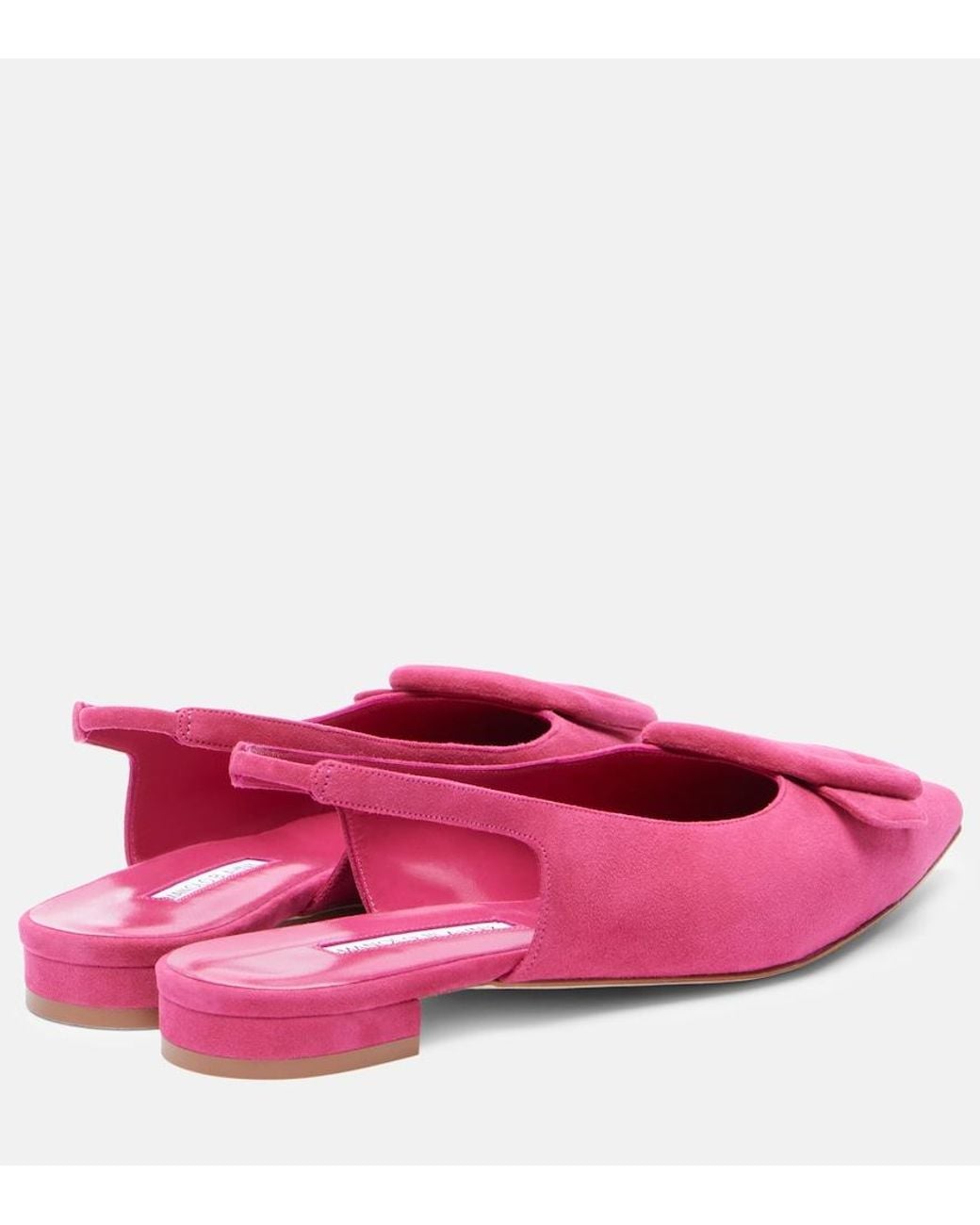 Manolo Blahnik Pink Maylura Suede Slingback Flats