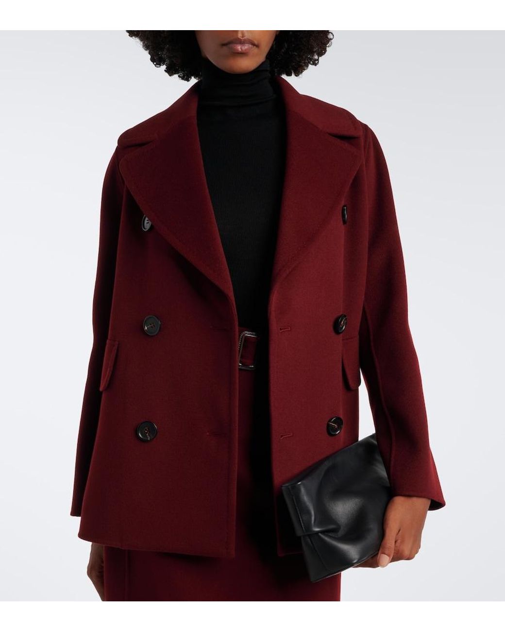 Max Mara Purple Virgin Wool Peacoat