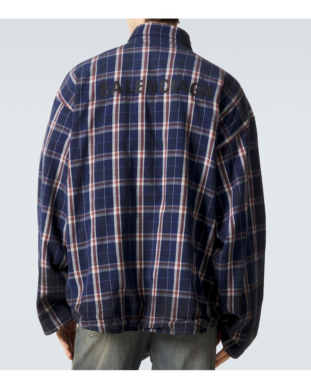 Balenciaga Blue Reversible Flannel And Fleece Shirt for men