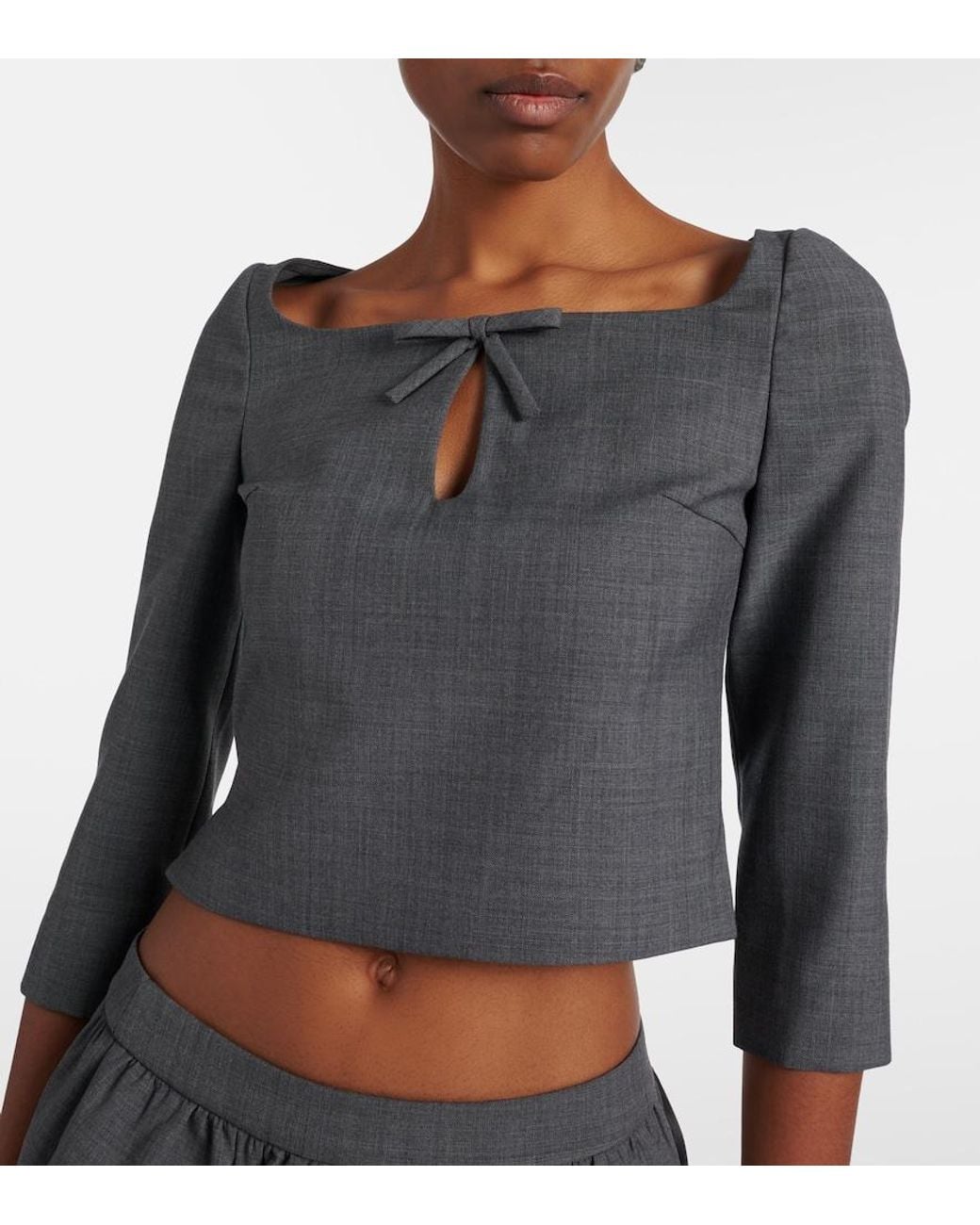 ShuShu/Tong Gray Bow-Detail Cutout Top