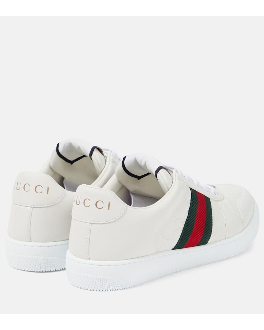 Gucci White Interlocking G Stripe Leder Low-Top Sneakers