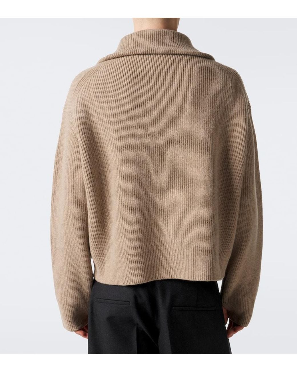 Studio Nicholson Natural Ribbed-Knit Wool Zip-Up Sweater for men