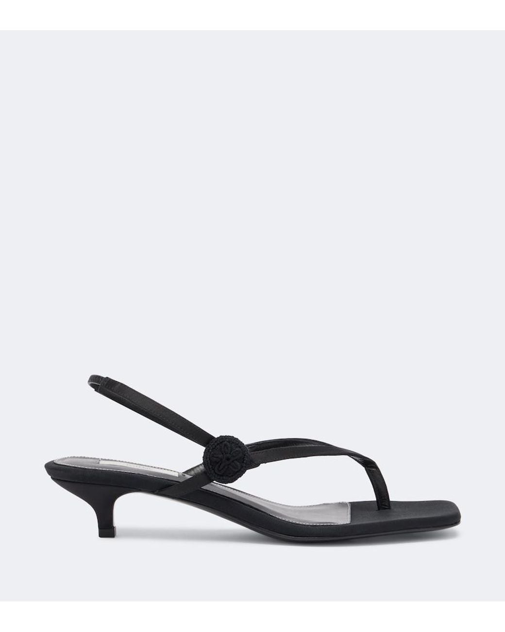 Totême Black Floral-Applique Suede Slingback Sandals