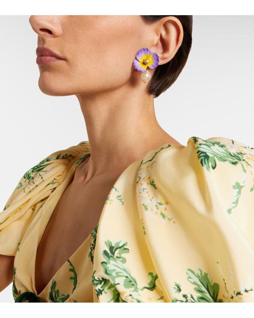 Jennifer Behr Blue Embellished Floral Drop Earrings