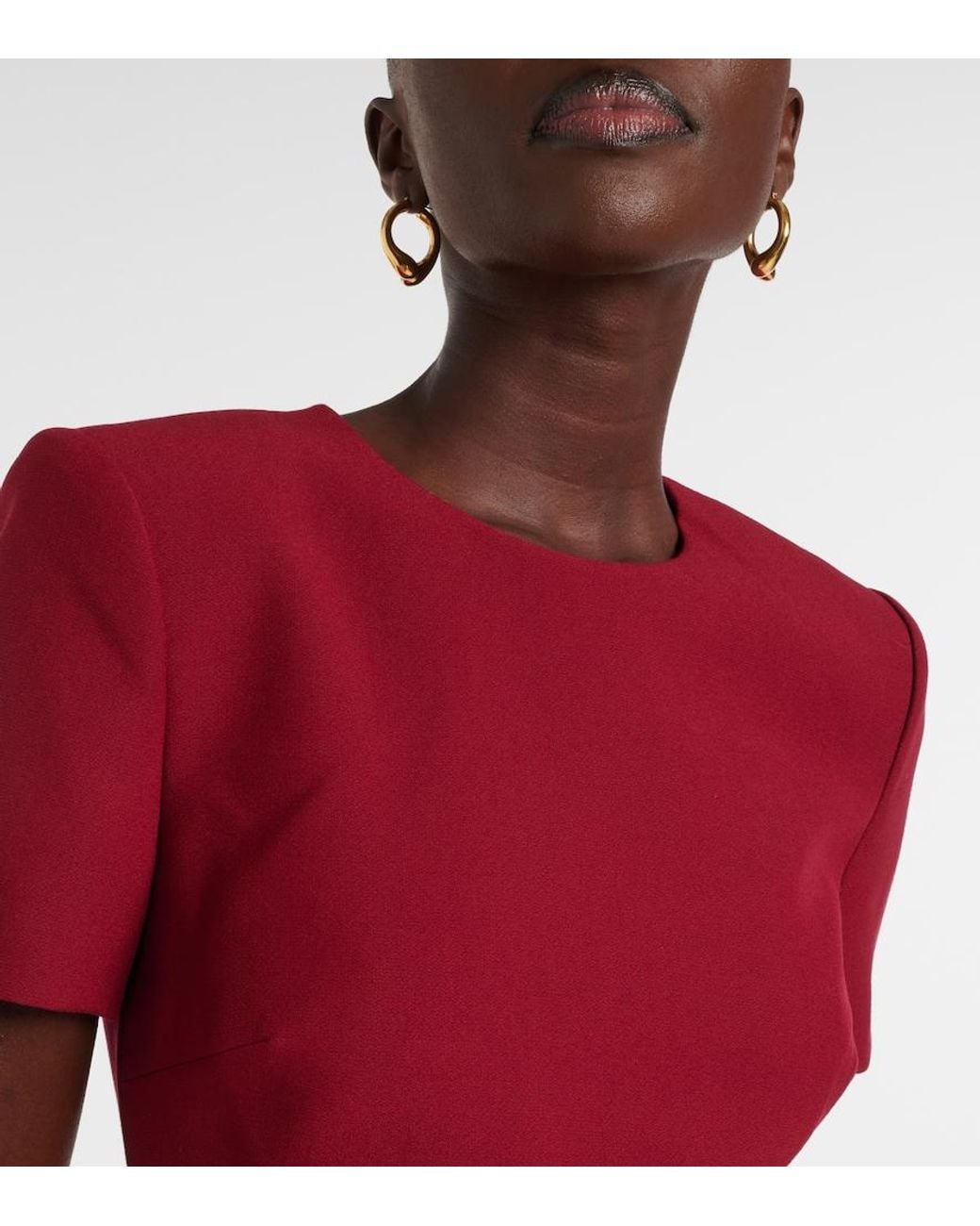 Roland Mouret Red Crepe Midi Dress