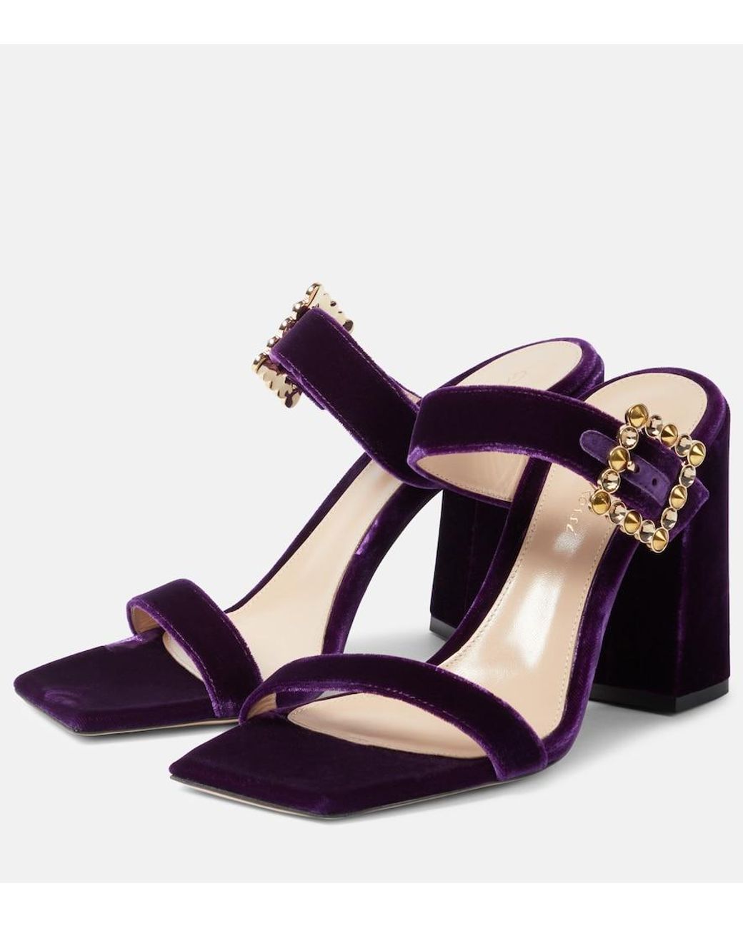Gianvito Rossi Purple Wondy Embellished Velvet Mules