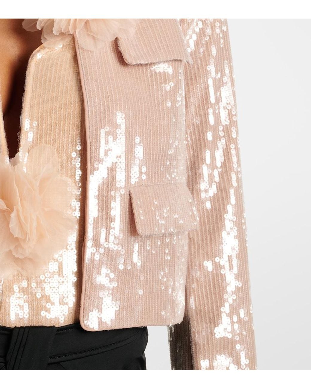 Self-Portrait Natural Sequined Jacket