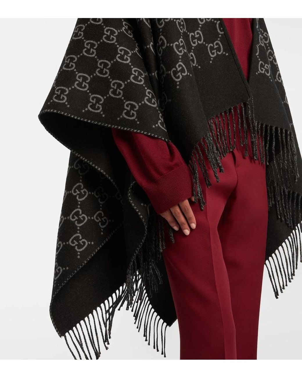 Gucci Black Wool Poncho