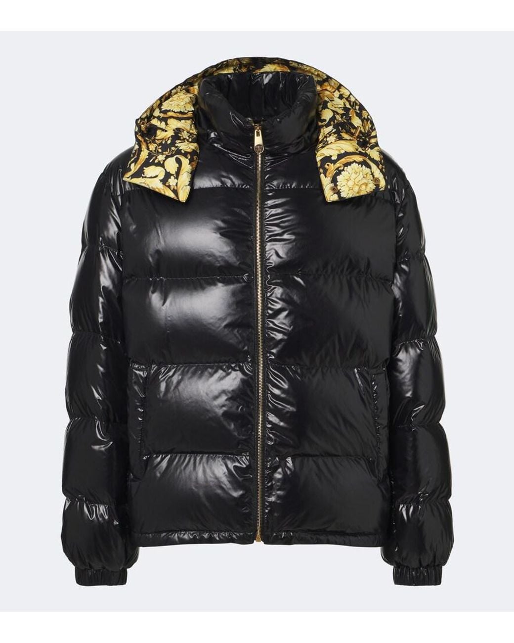 Versace Black Barocco Hooded Down Jacket for men