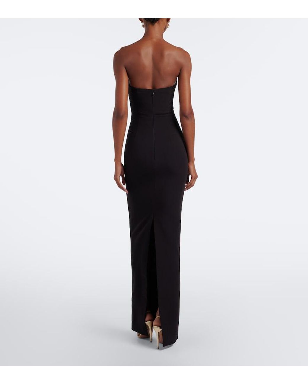 Roland Mouret Black Draped Bustier Gown