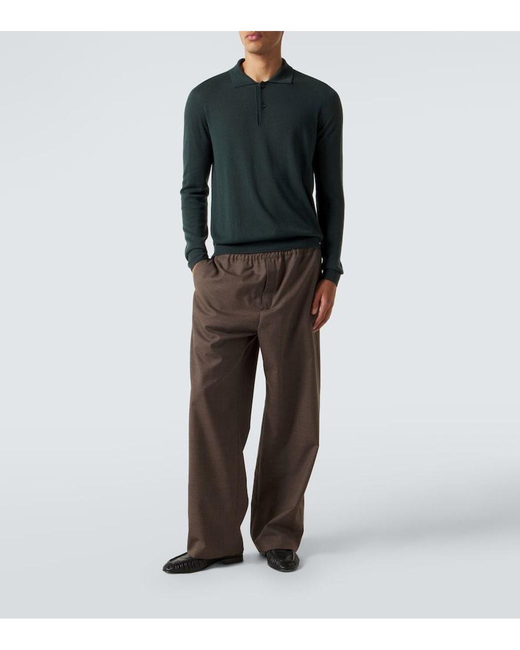 The Row Green Selio Cashmere Polo Sweater for men