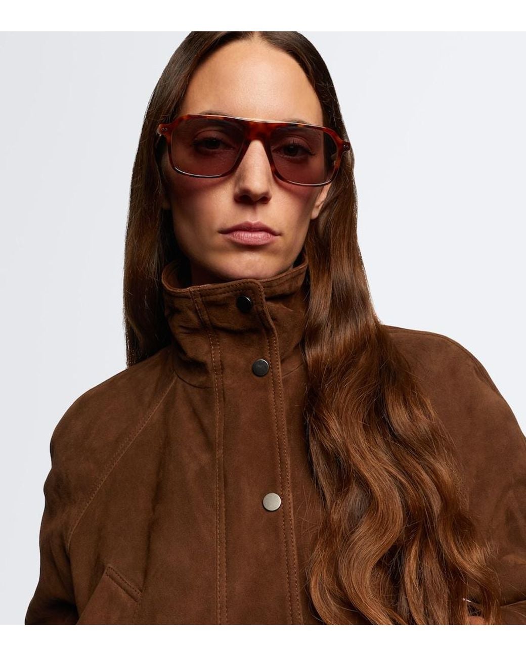Brunello Cucinelli Brown Sartorial Sunset Rectangular Sunglasses