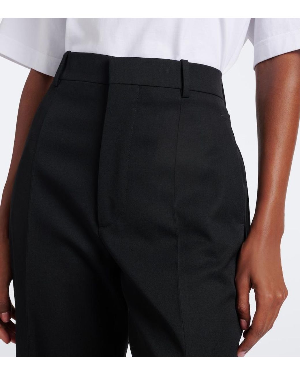 Bottega Veneta Black Wool Straight Pants