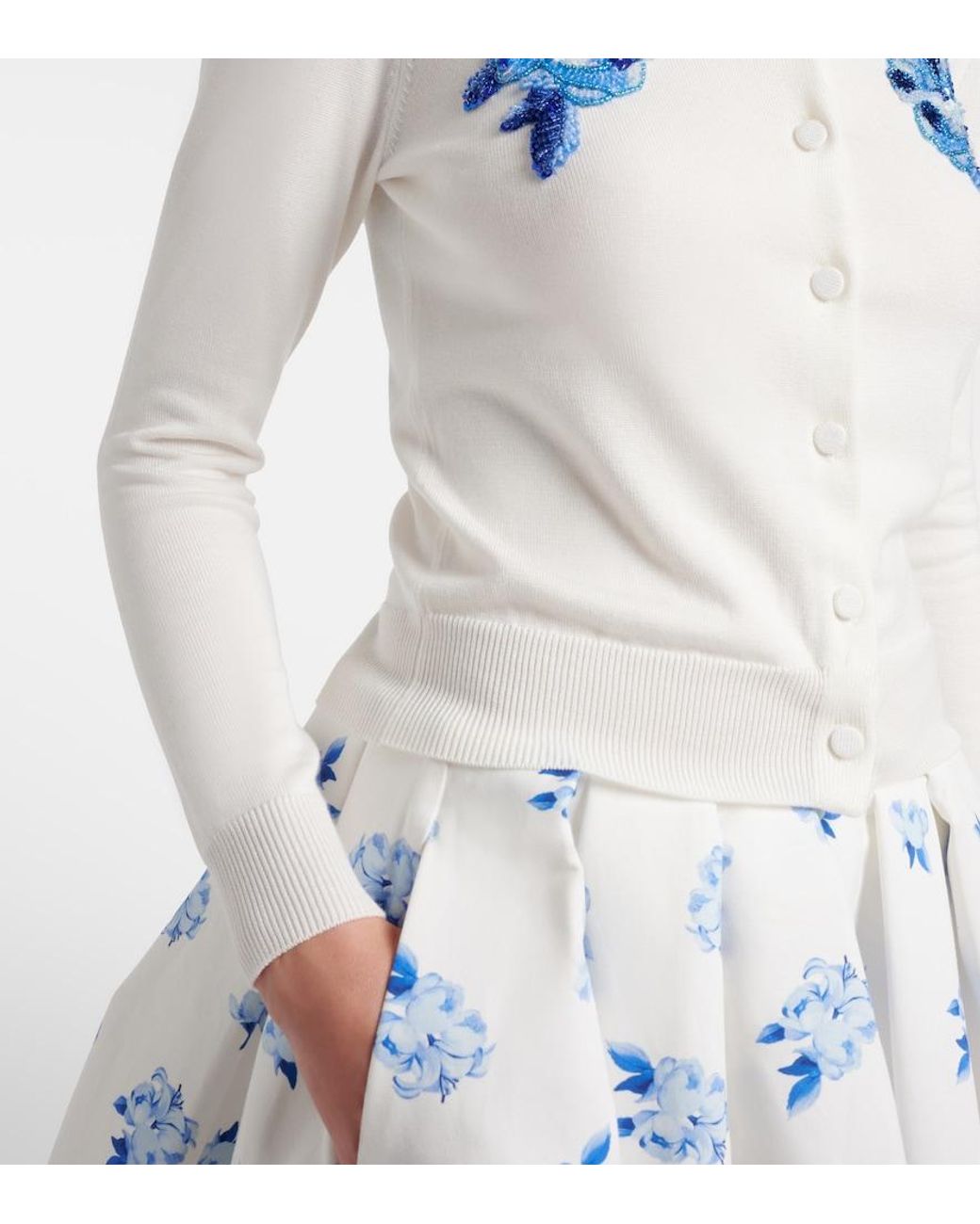 LEO LIN Blue Claire Embellished Cardigan