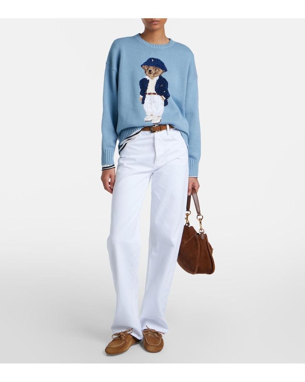 Polo Ralph Lauren Blue Polo Bear Oversized Cotton Sweater