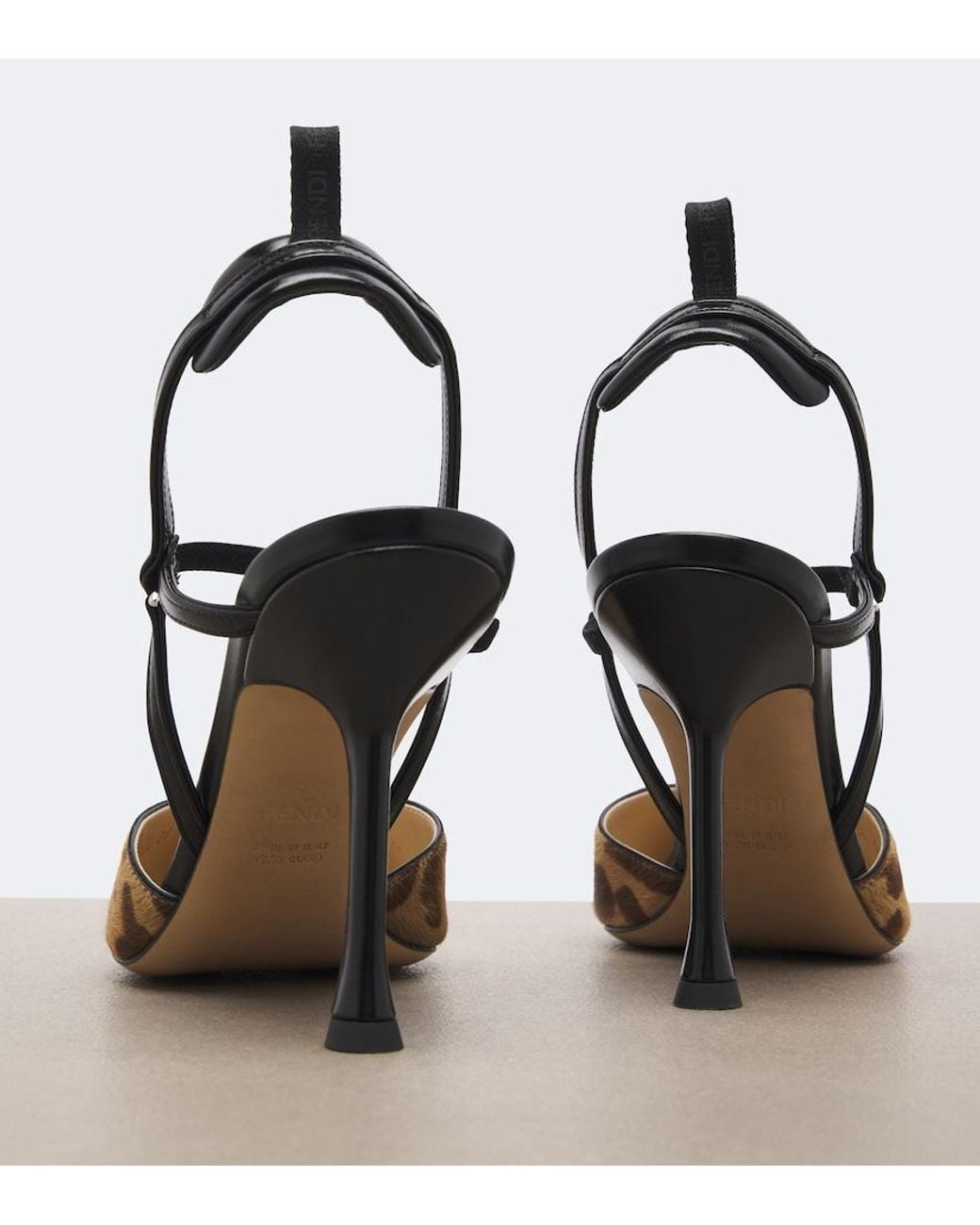 Fendi Metallic Colibri Leopard-Print Calf Hair Slingback Pumps