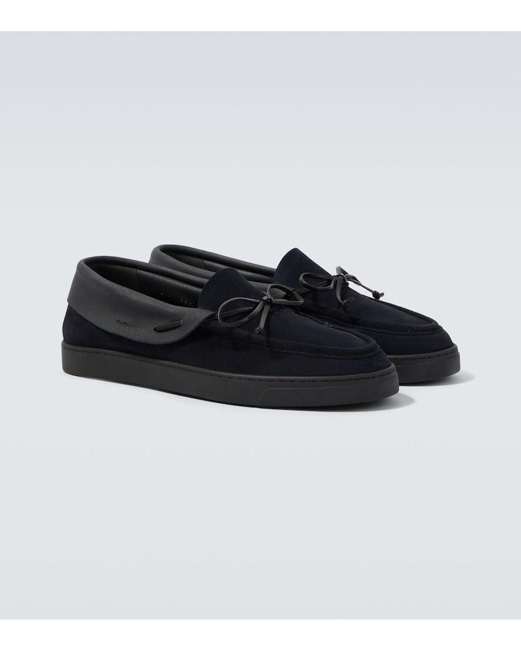Giorgio Armani Black Suede Loafers for men