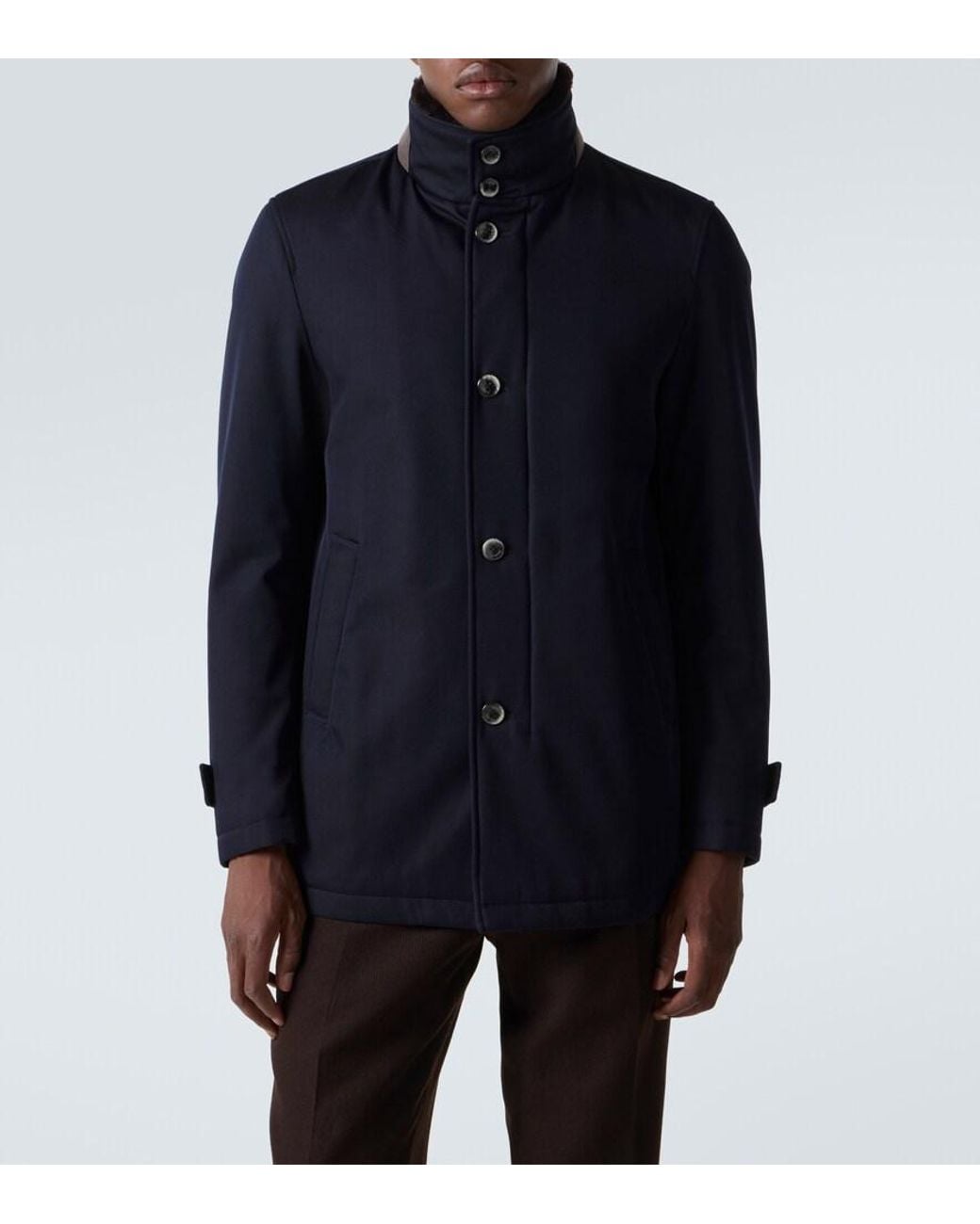 Herno Blue Virgin Wool Jacket for men