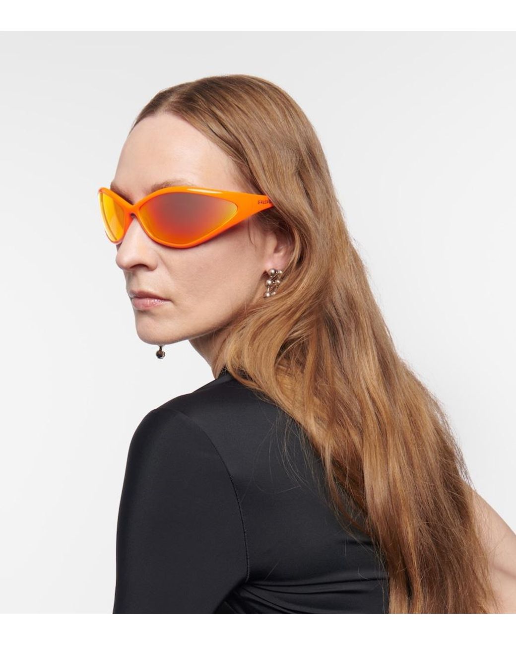 Balenciaga Orange 90S Oval Sunglasses
