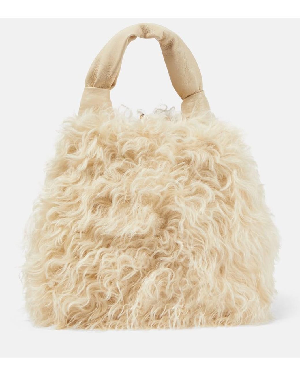 【送料 関税込】JIL SANDER Goji Small shearling tote bag Jil Sander Small Goji Square Shearling Tote Bag - Black