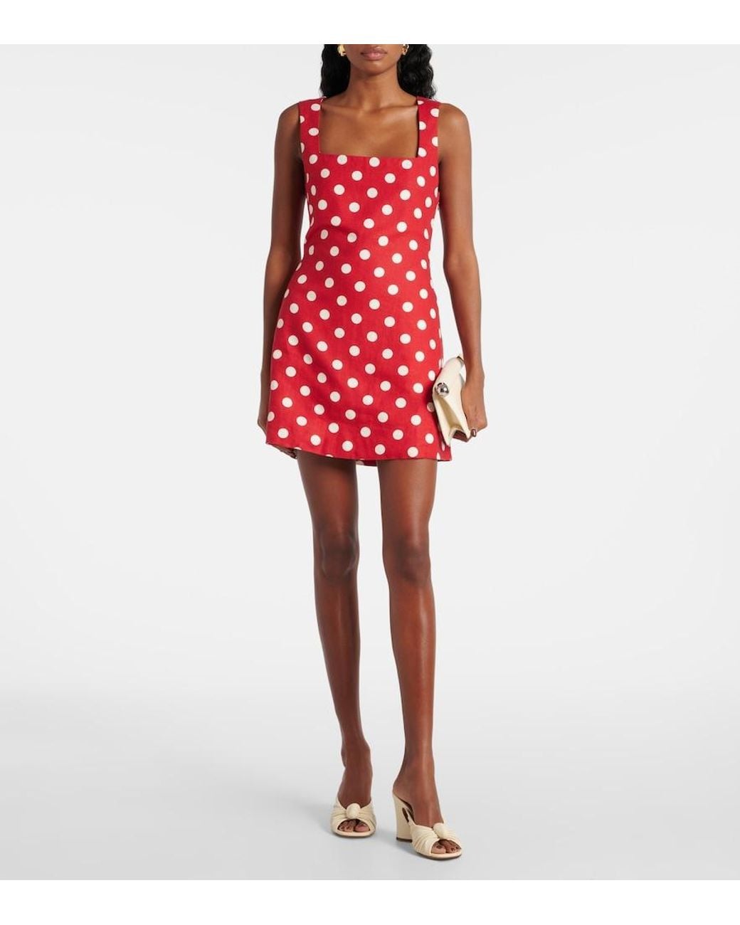 Posse Red Alice Polka-Dot Linen Minidress