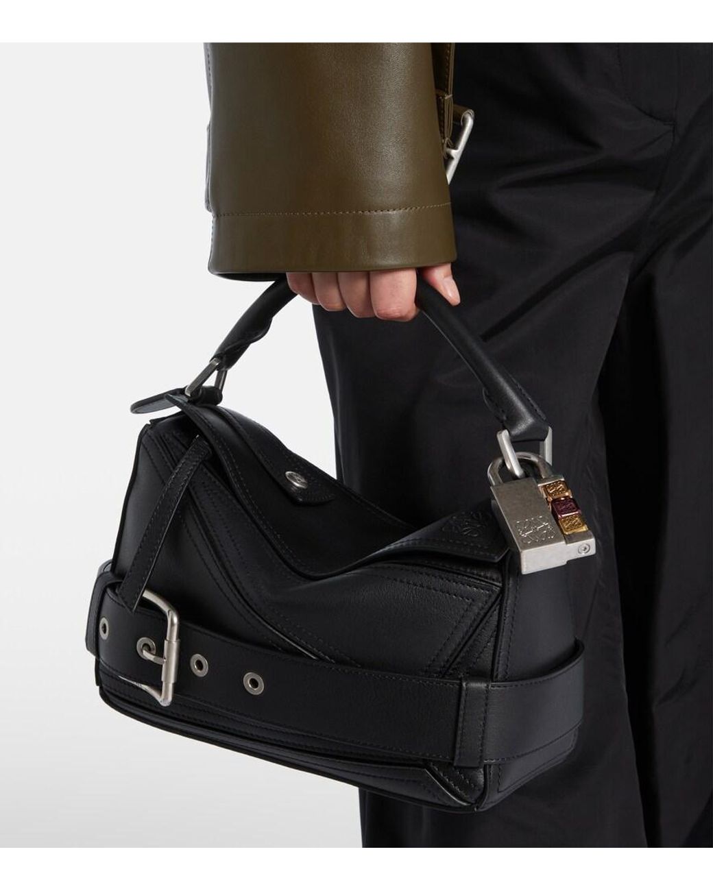 Loewe White Padlock Brass Bag Charm