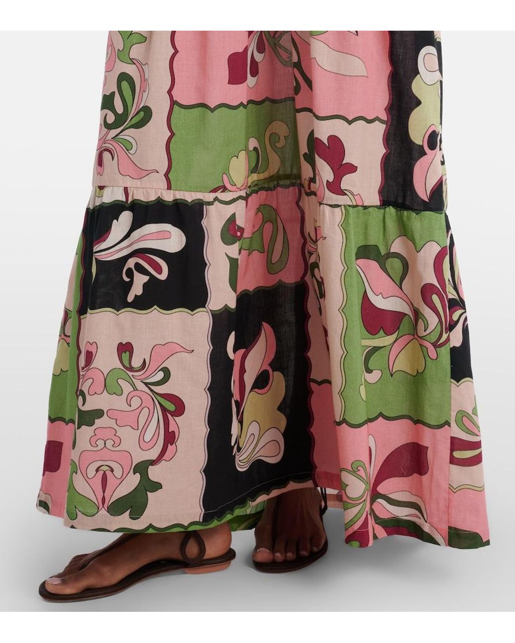 Adriana Degreas Multicolor Printed Off-Shoulder Cotton Maxi Dress