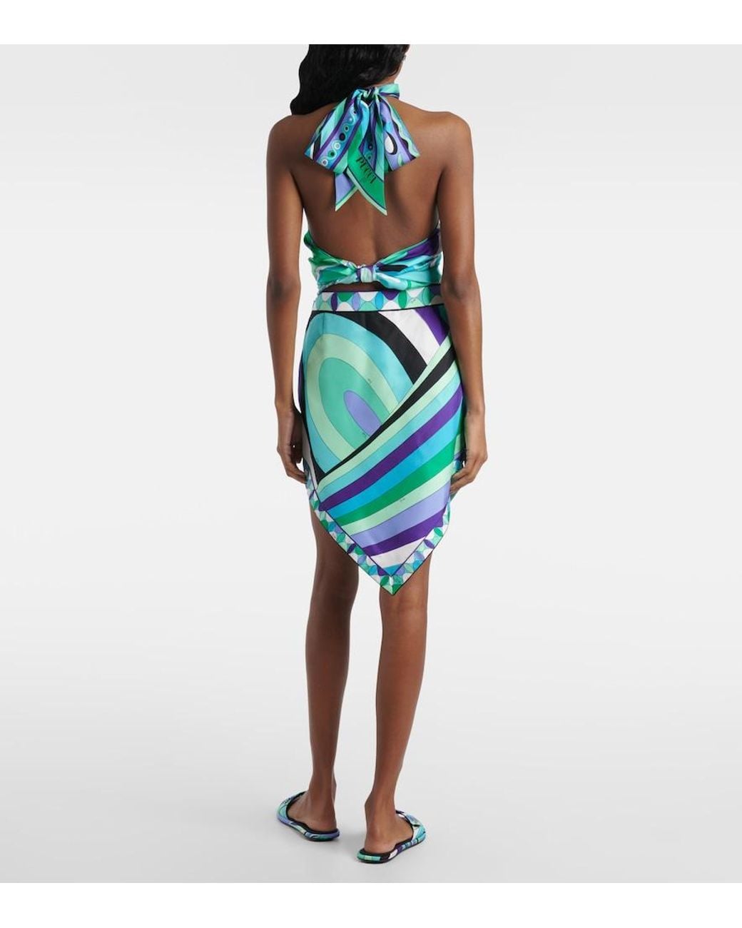 Emilio Pucci Blue Iride Printed Silk Mini Skirt