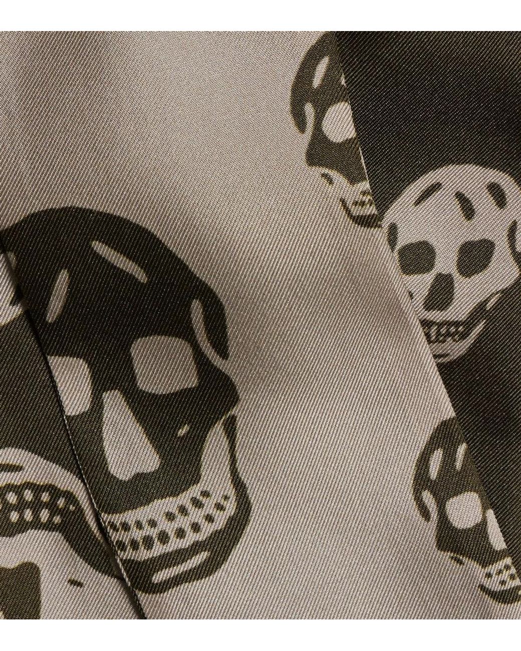 McQueen Green Skull Silk Twill Scarf