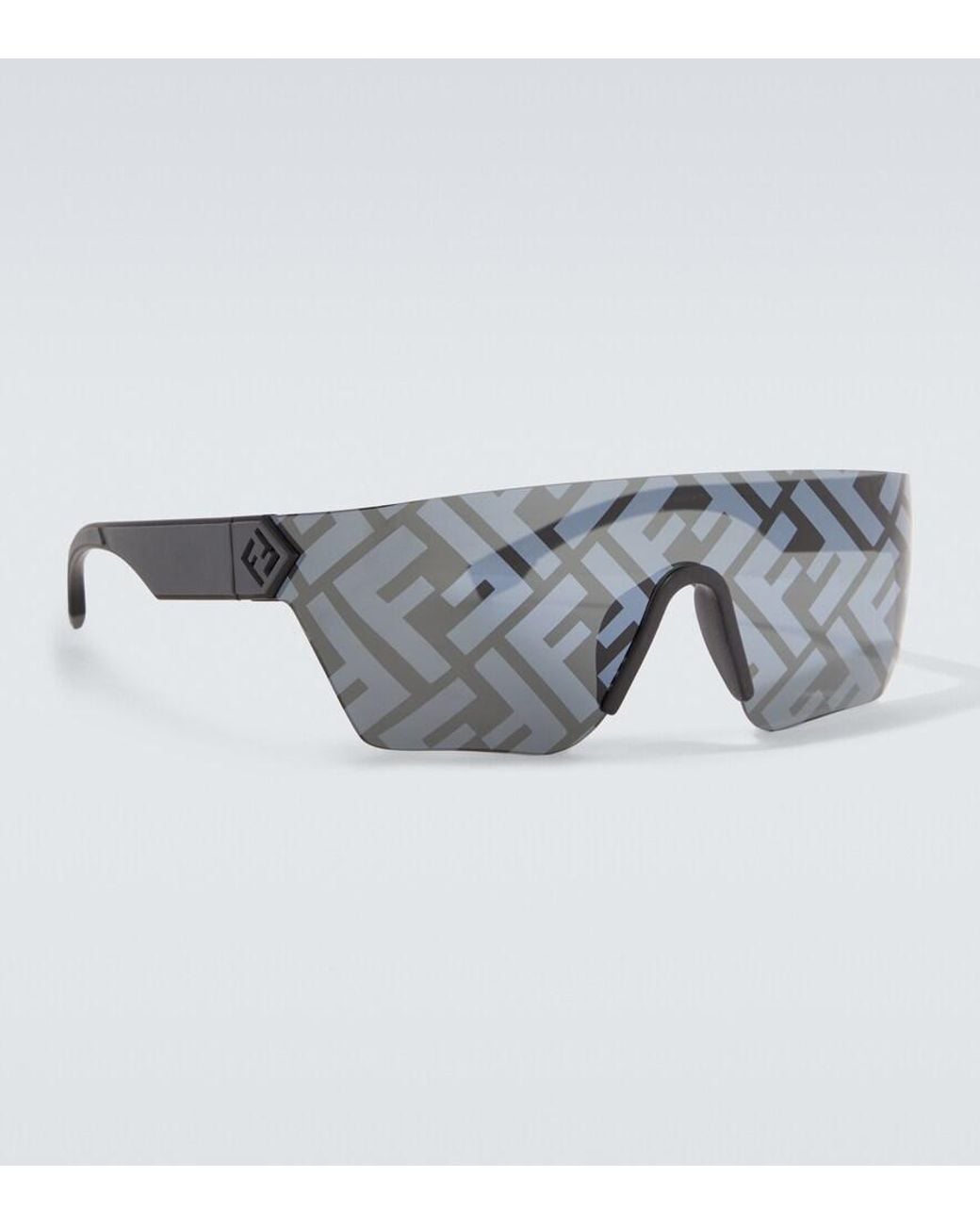 Fendi Gray Ff Squared Shield Sunglasses for men