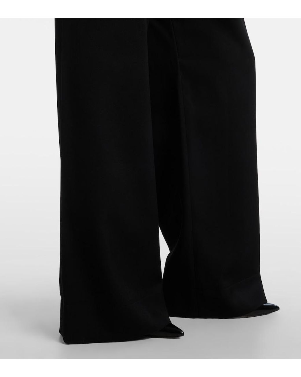 Wardrobe NYC Black Pleated Low-Rise Wide-Leg Wool Pants