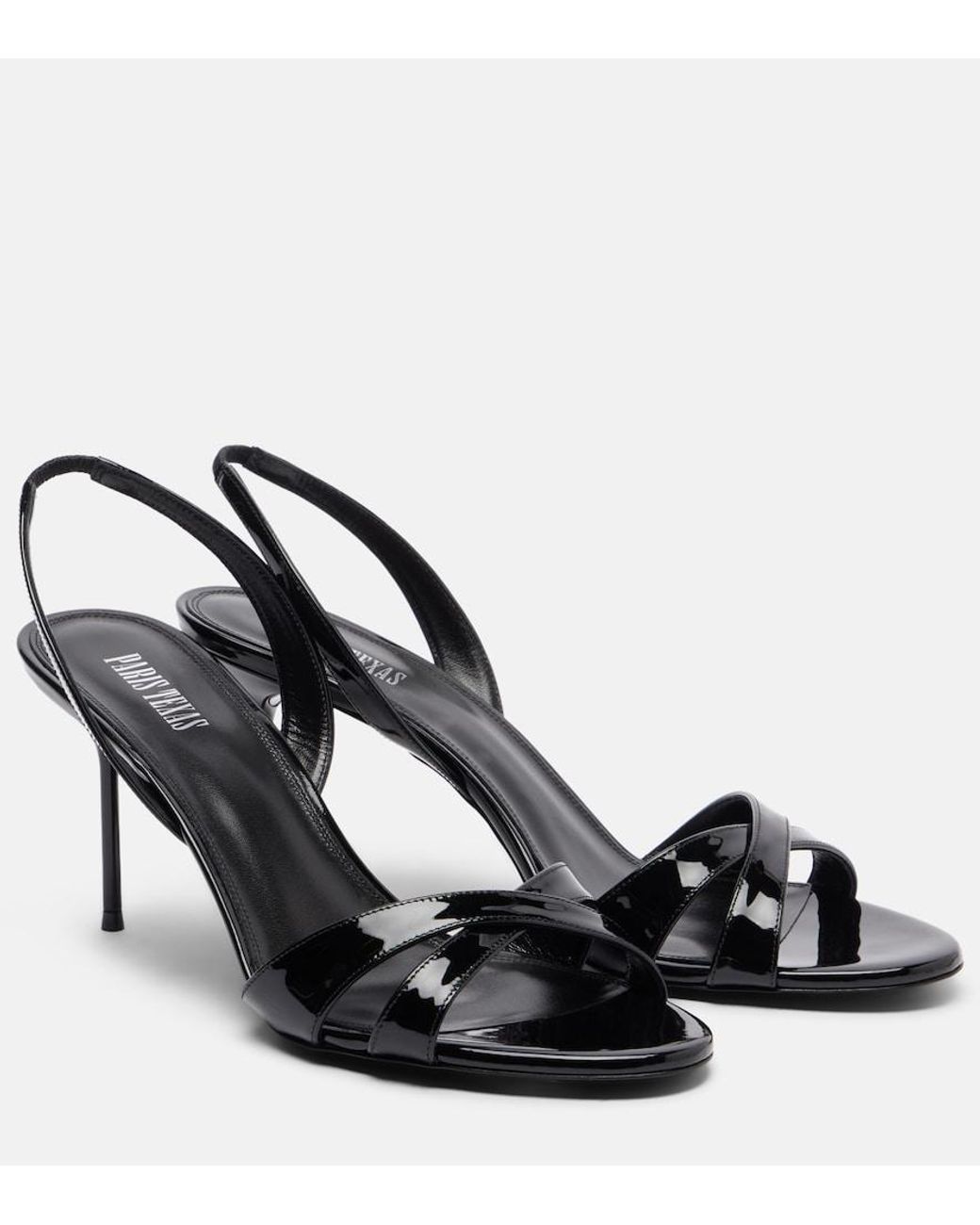 Paris Texas Black Lidia Patent Leather Slingback Sandals