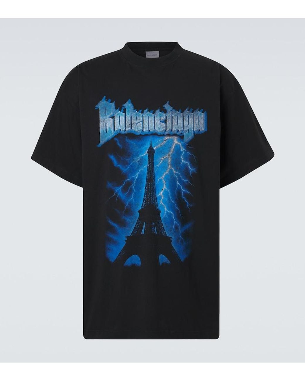 Balenciaga Black Printed Cotton Jersey T-Shirt for men