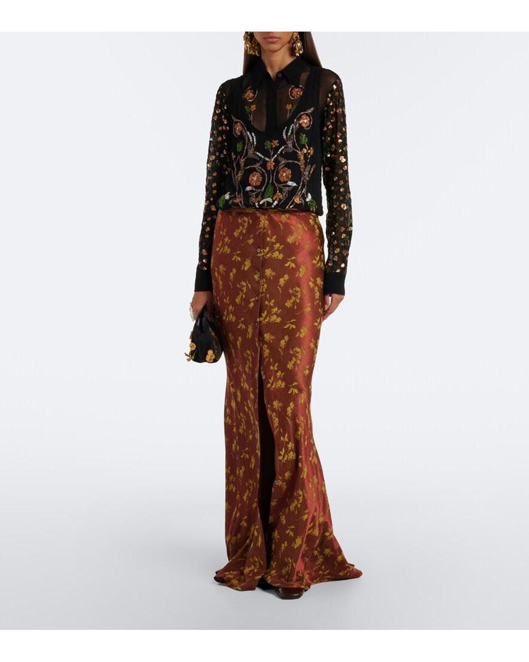 Dries Van Noten Black Embroidered Top