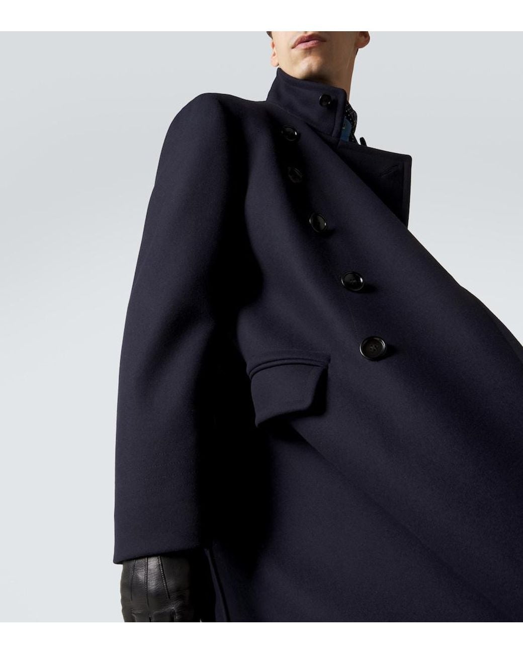 Tom Ford Blue Double-Breasted Wool Coat for men