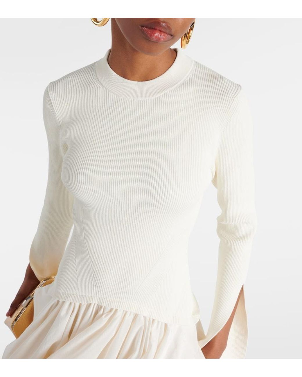 Jonathan Simkhai White Kenlie Taffeta-Trimmed Midi Dress