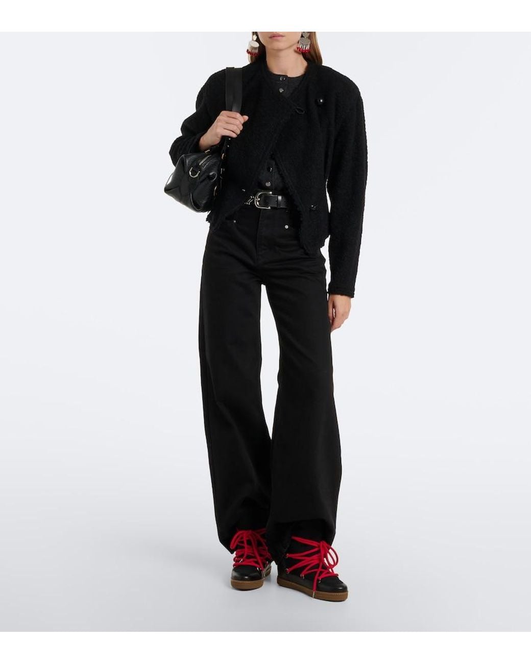 Isabel Marant Red Nowles Leather And Suede Snow Boots