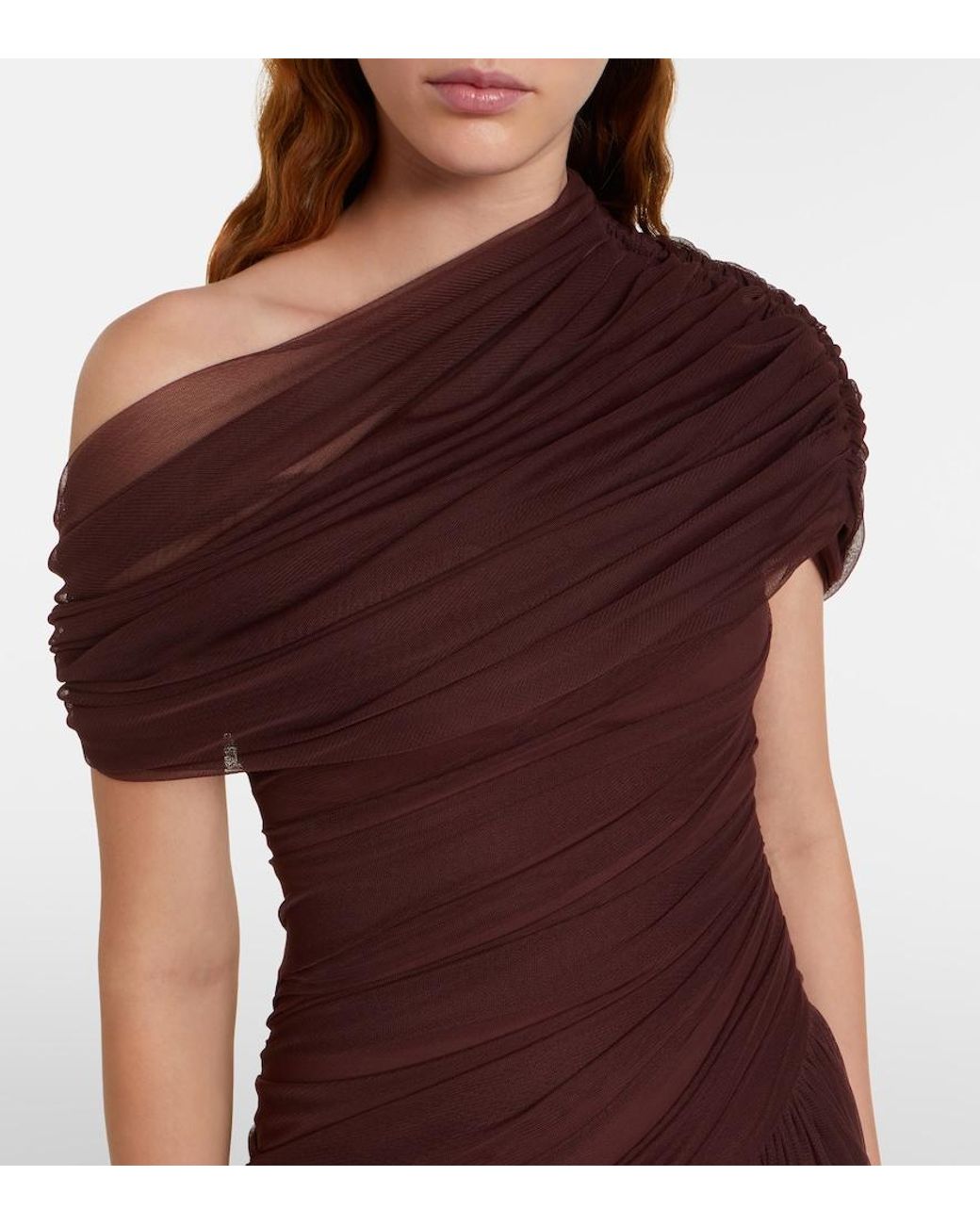 De La Vali Purple Himala Gathered Tulle Gown