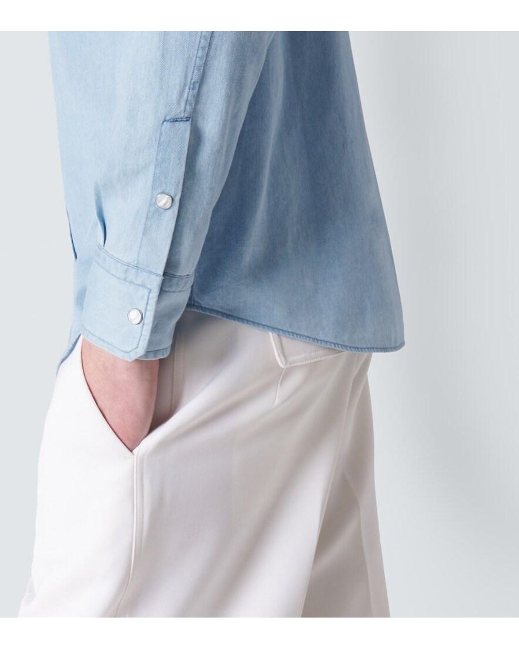 Zegna Blue Denim Western Shirt for men
