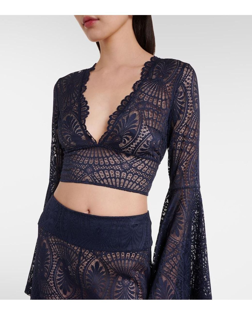 Alexandra Miro Blue Talia Lace Top