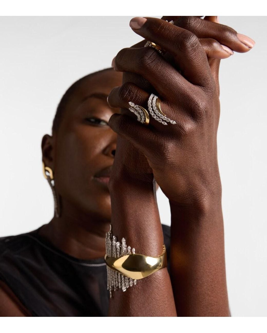 YEPREM White Golden Strada 18Kt Ring With Diamonds