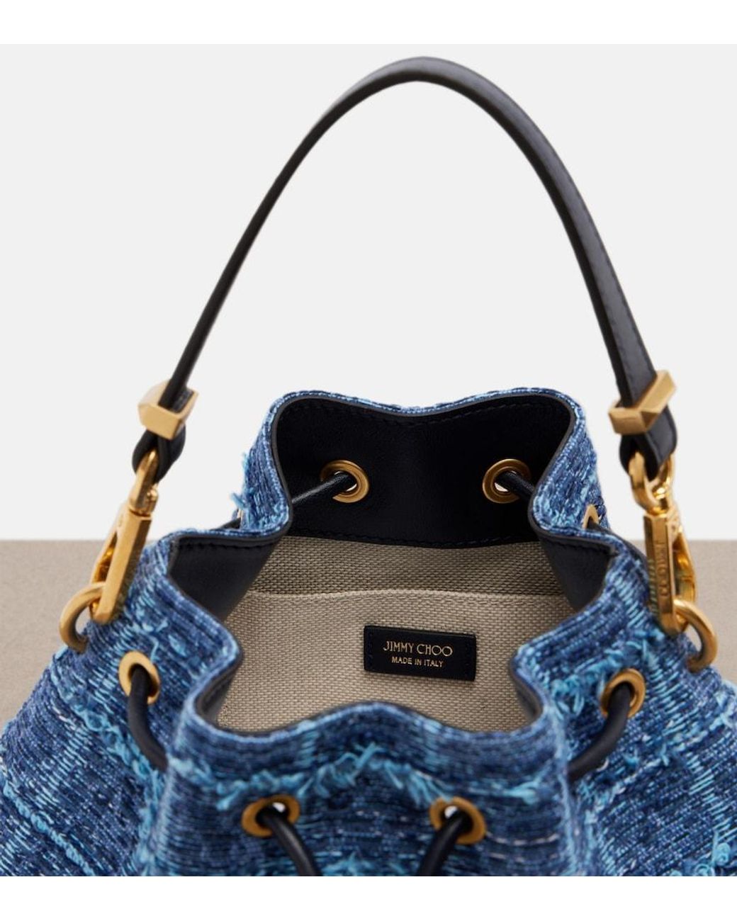 Jimmy Choo Blue Cinch Small Bucket Bag