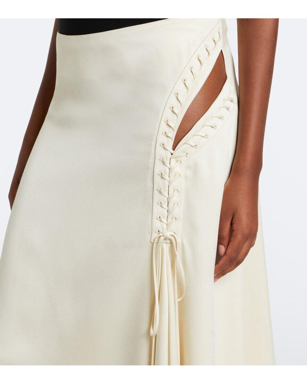 McQueen White Asymmetric Midi Skirt