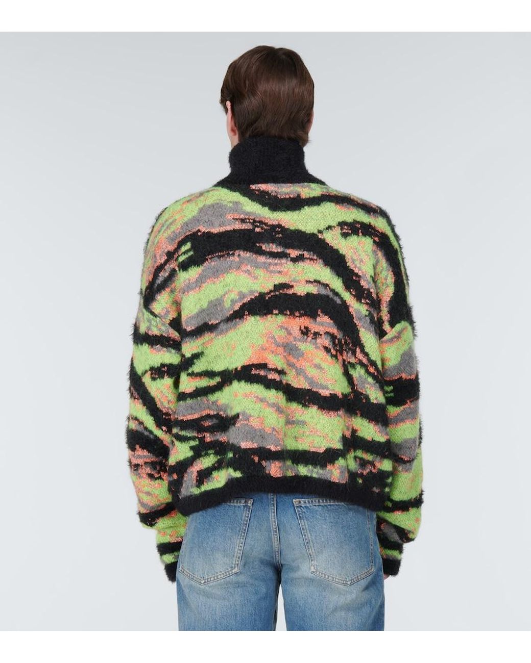 ERL Green Tiger Jacquard Sweater for men