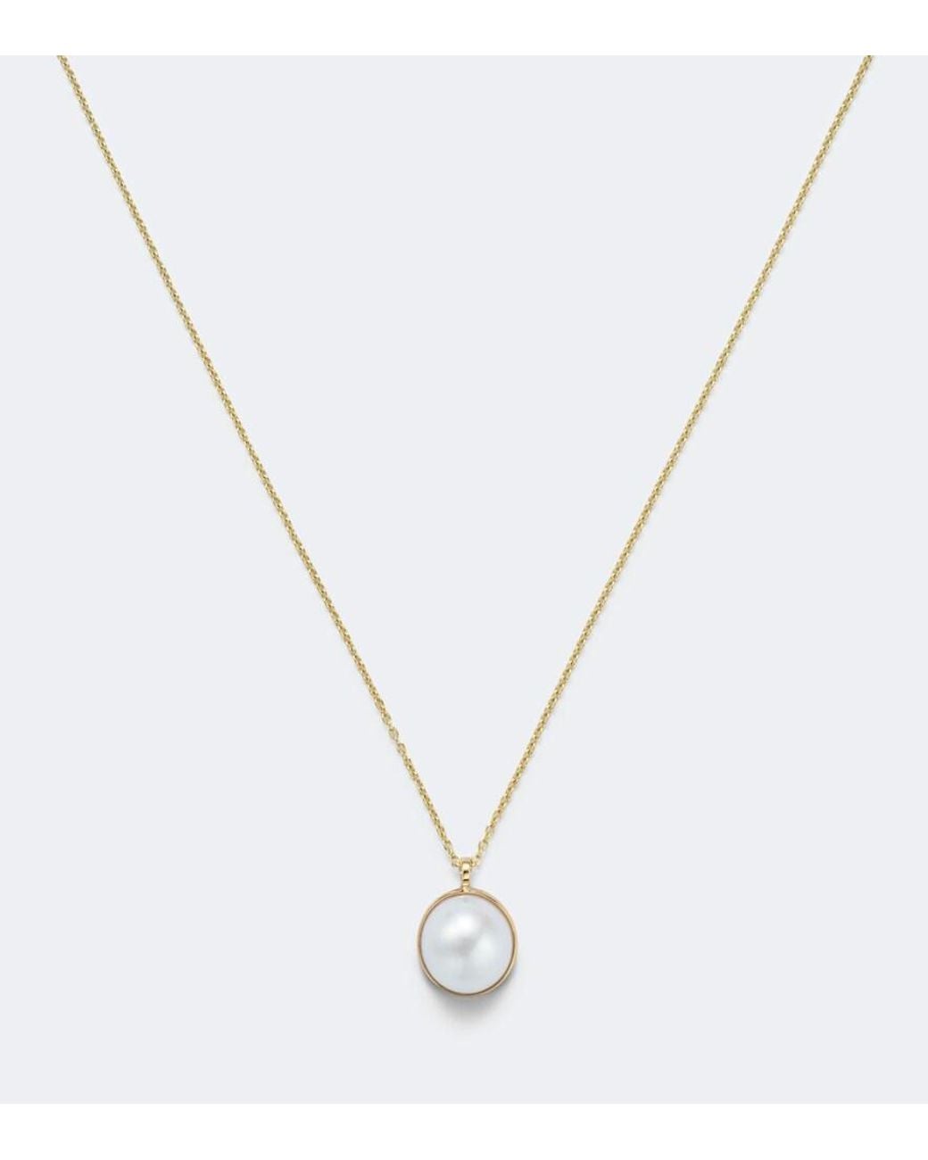 Sophie Bille Brahe White Luce Simple 14Kt Necklace With Freshwater Pearl