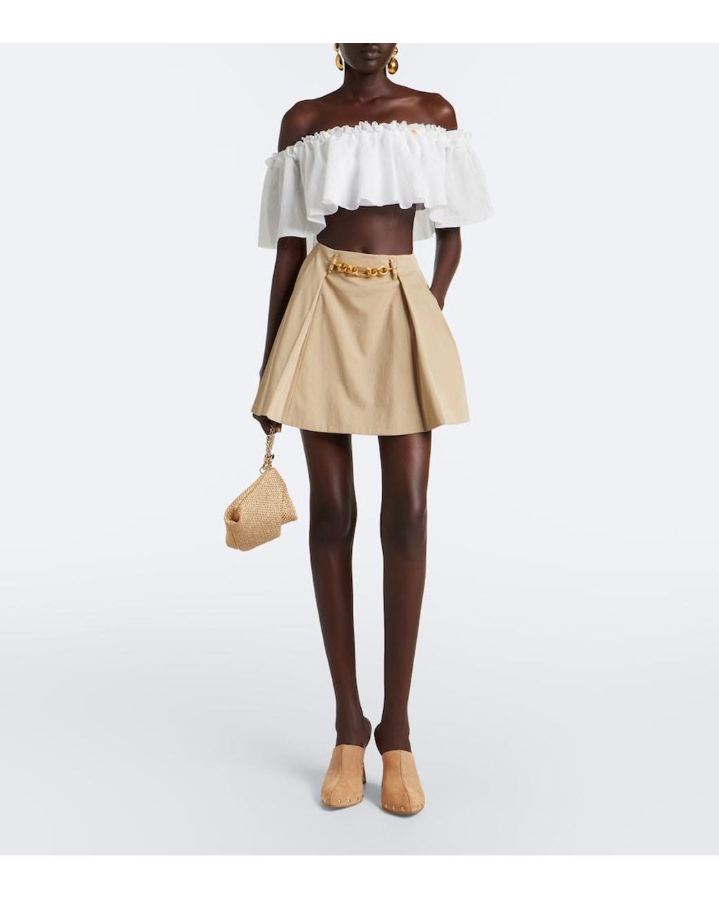 Balmain Natural Suede Wedge Clogs