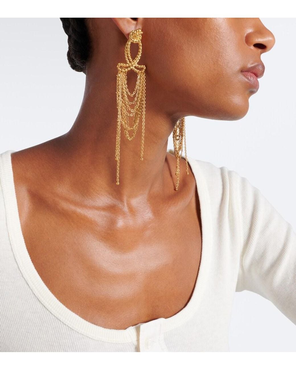 Chloé Metallic Chain-Detail Drop Earrings