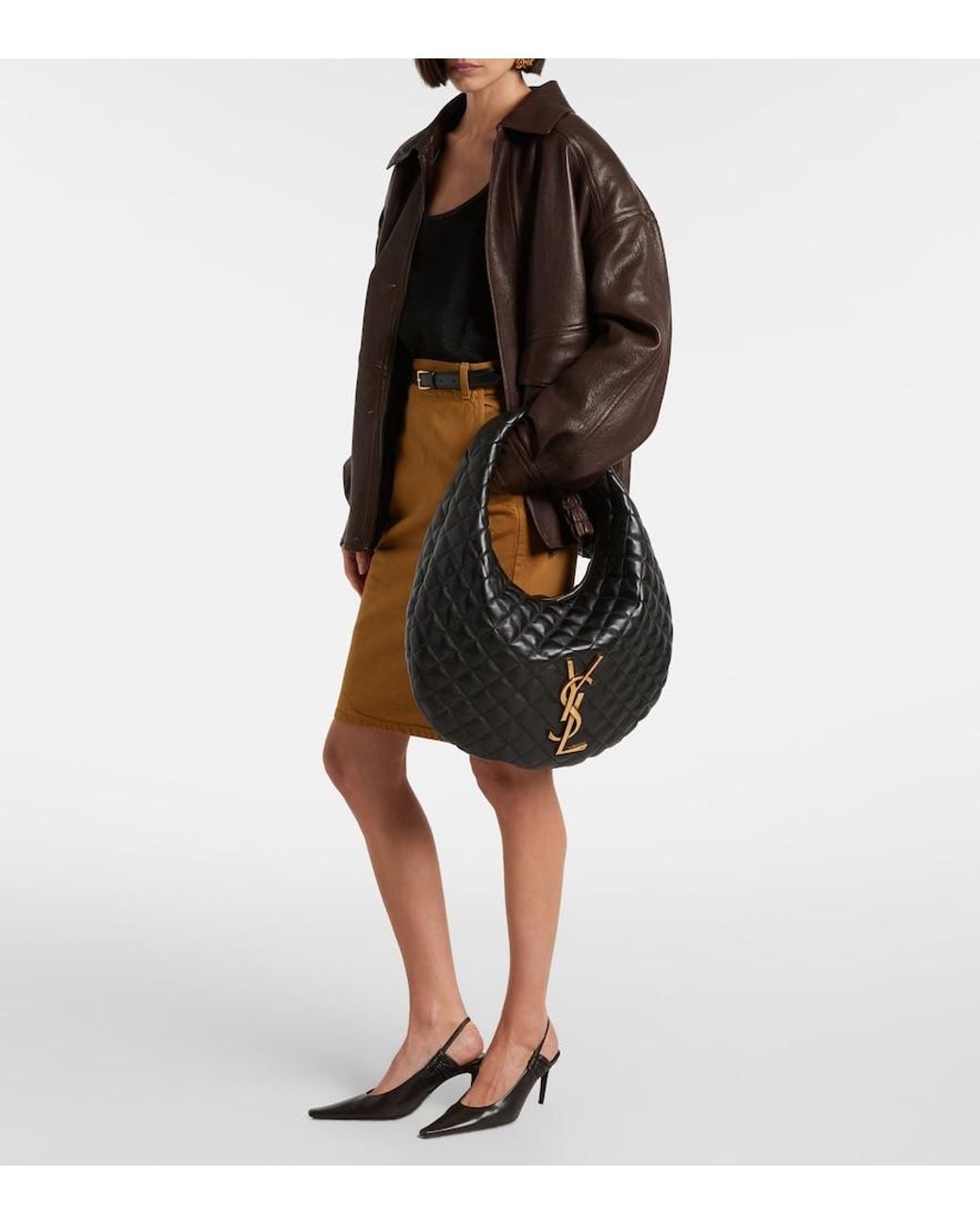 Saint Laurent Black Icare Medium Quilted Leather Shoulder Bag