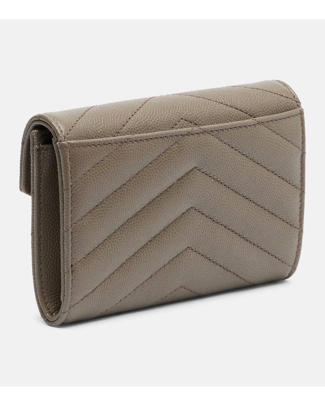Saint Laurent Natural Cassandre Leather Card Holder